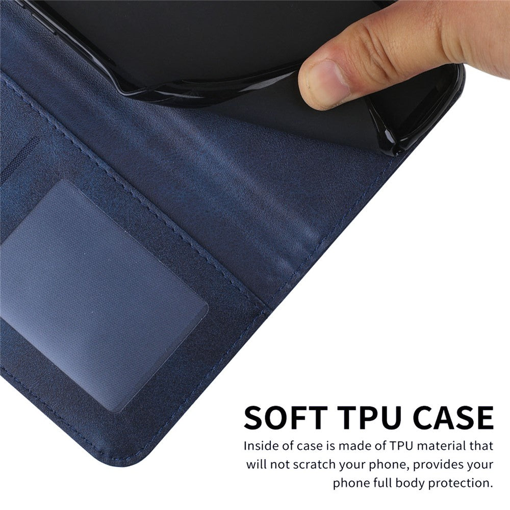 Leather Phone Case For Motorola Edge 70 5G Foldable Stand Wallet Flip Cover with Strap - Blue