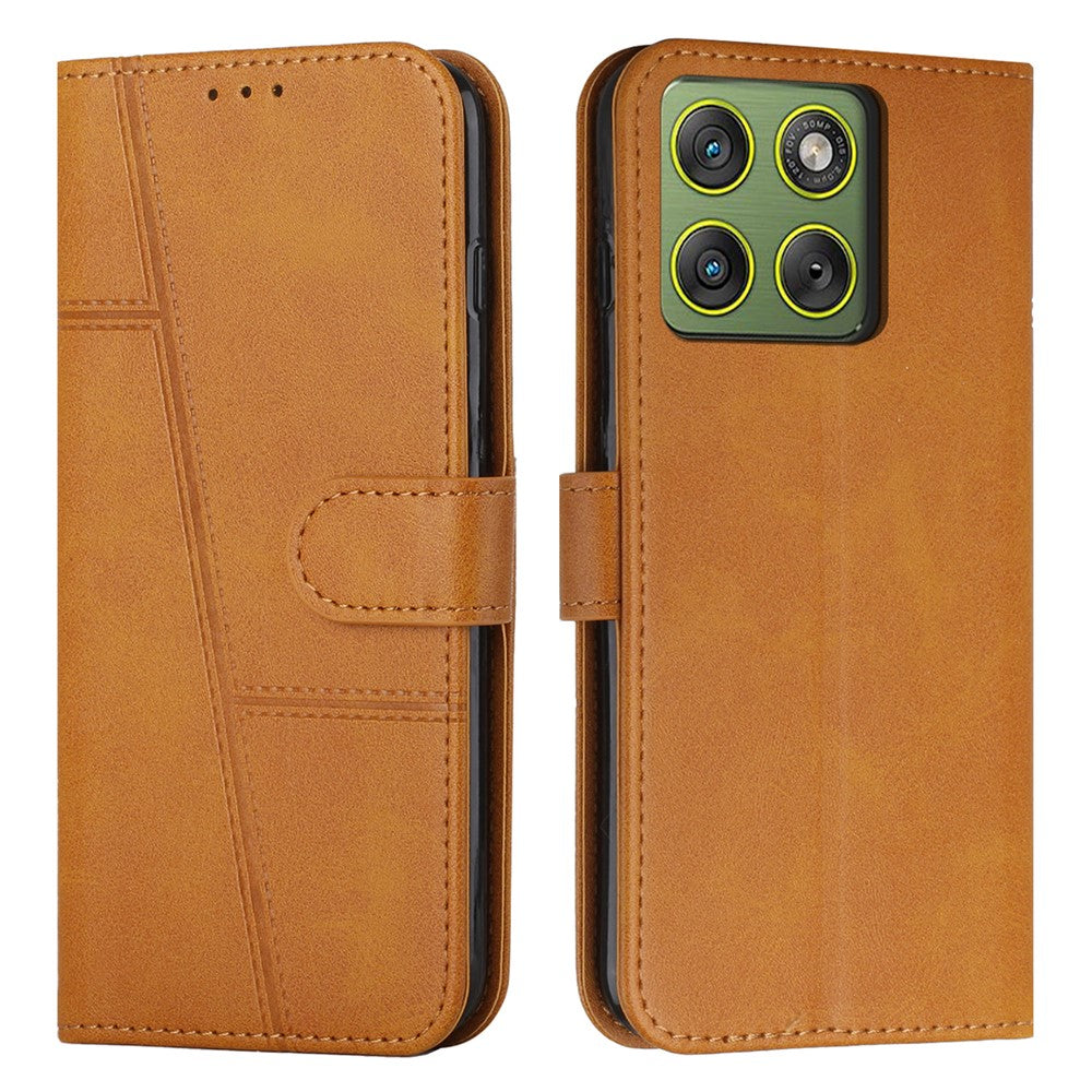 Leather Phone Case For Motorola Edge 70 5G Foldable Stand Wallet Flip Cover with Strap - Yellow
