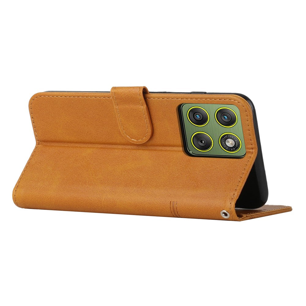 Leather Phone Case For Motorola Edge 70 5G Foldable Stand Wallet Flip Cover with Strap - Yellow