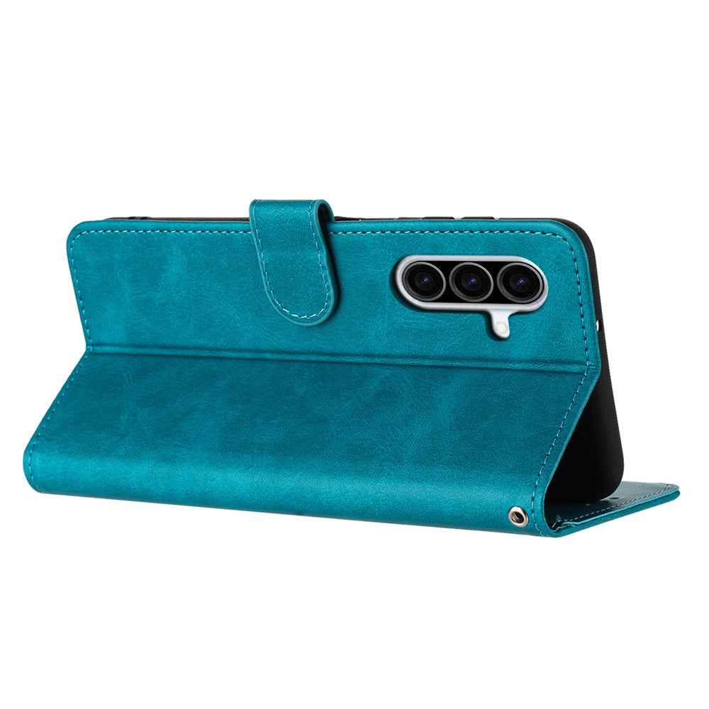 For Samsung Galaxy A57 5G Wallet Case Flip Stand Calf Texture PU Leather Phone Cover with Strap - Green