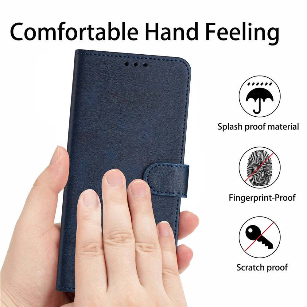 For Xiaomi Redmi Note 15 Pro 4G (Global) Wallet Case Flip Stand Calf Texture PU Leather Phone Cover with Strap - Sapphire