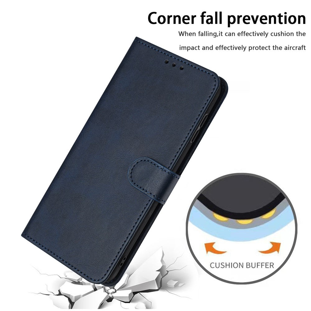 For Xiaomi Redmi Note 15 Pro 4G (Global) Wallet Case Flip Stand Calf Texture PU Leather Phone Cover with Strap - Sapphire