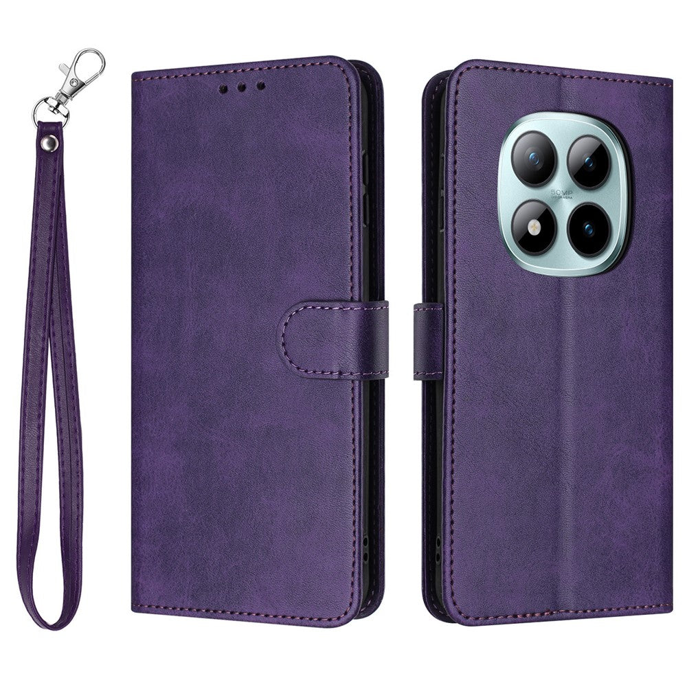 For Xiaomi Redmi Note 15 Pro 4G (Global) Wallet Case Flip Stand Calf Texture PU Leather Phone Cover with Strap - Purple