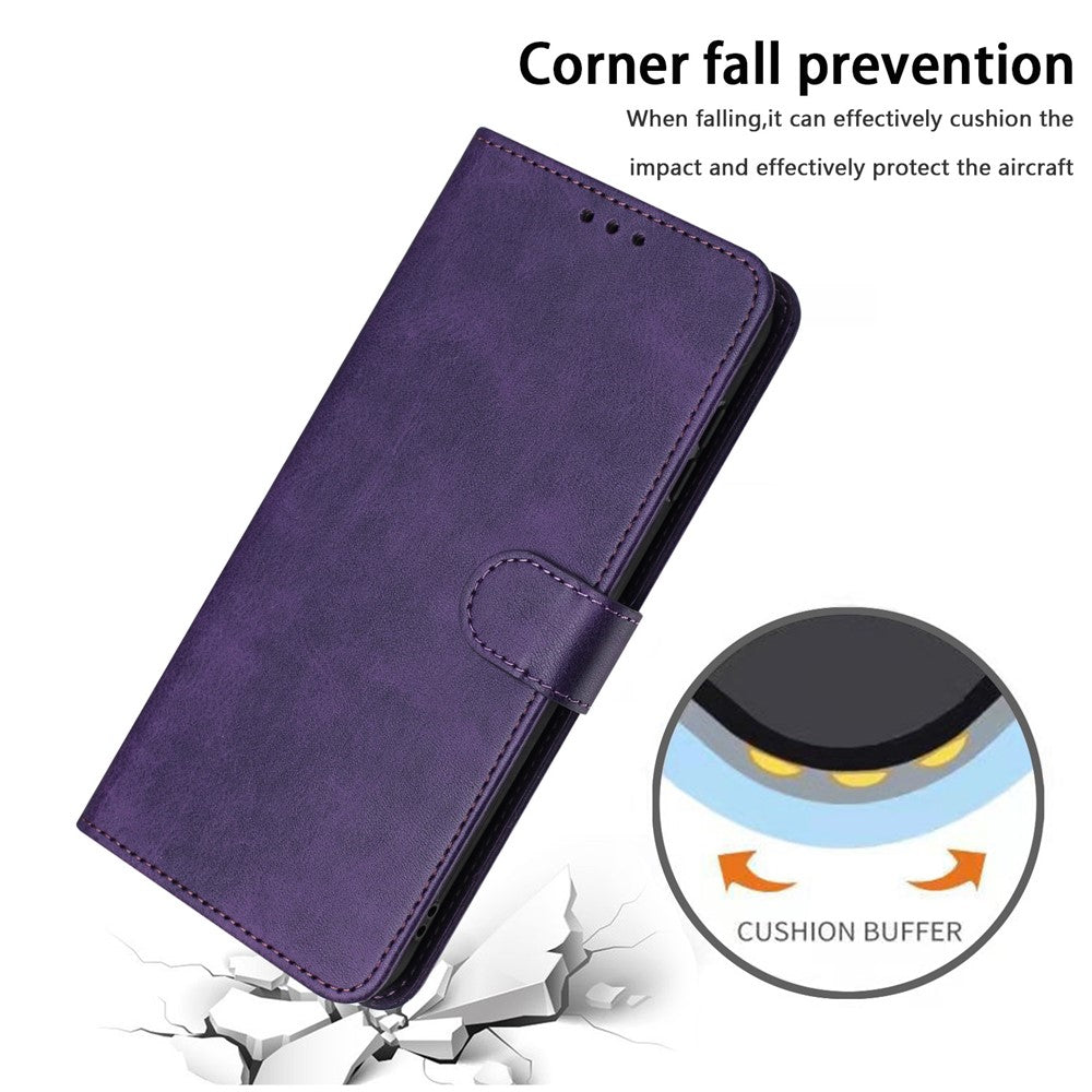 For Xiaomi Redmi Note 15 Pro 4G (Global) Wallet Case Flip Stand Calf Texture PU Leather Phone Cover with Strap - Purple