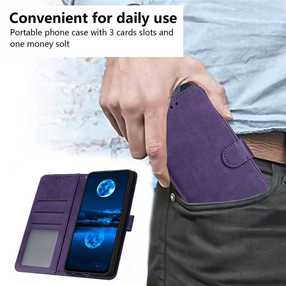For Xiaomi Redmi Note 15 Pro 4G (Global) Wallet Case Flip Stand Calf Texture PU Leather Phone Cover with Strap - Purple