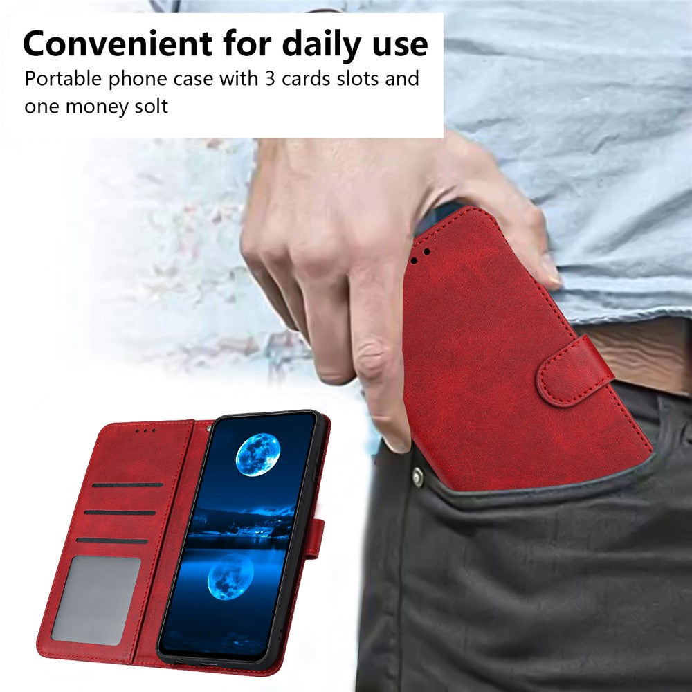 For Xiaomi Redmi Note 15 Pro 4G (Global) Wallet Case Flip Stand Calf Texture PU Leather Phone Cover with Strap - Red