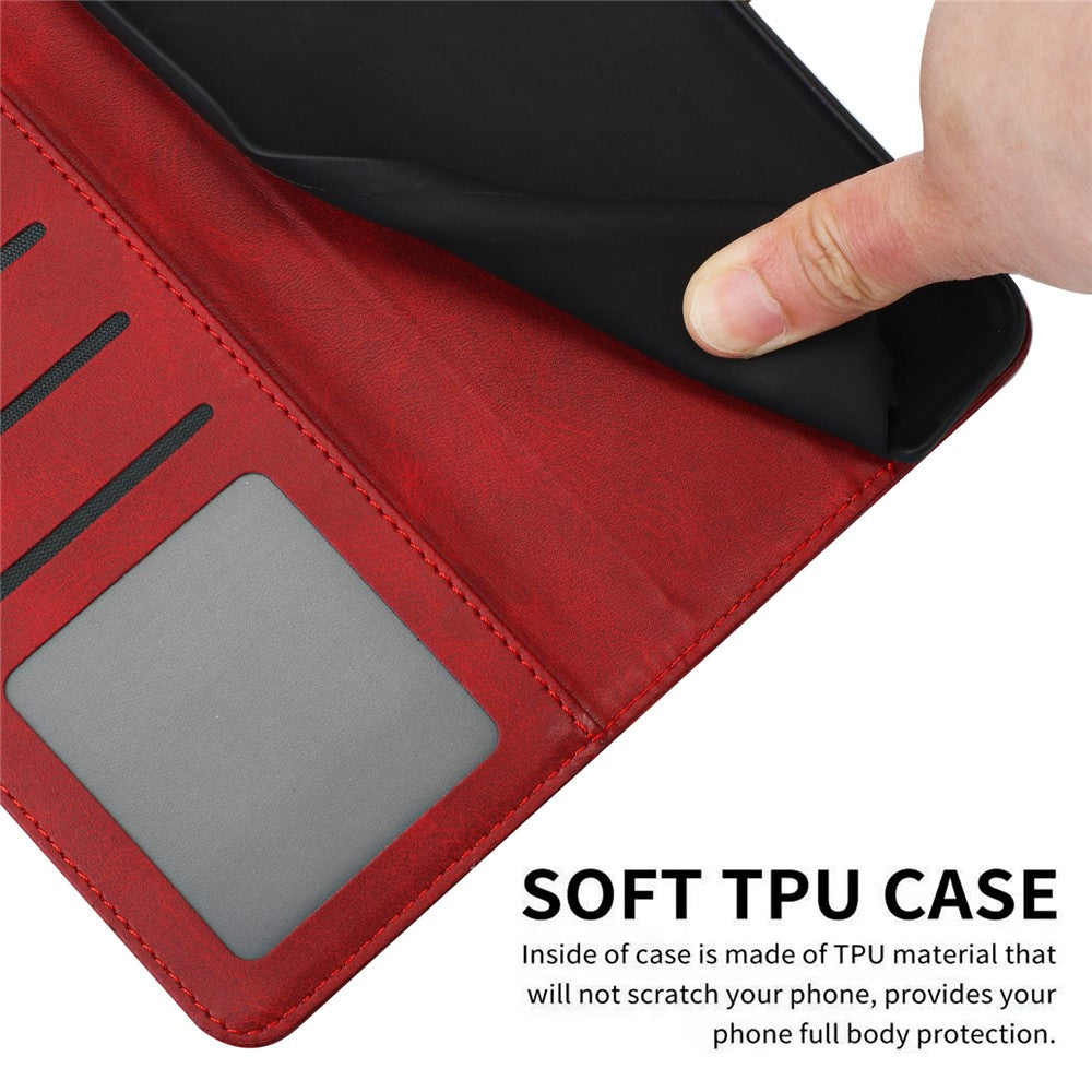 For Xiaomi Redmi Note 15 Pro 4G (Global) Wallet Case Flip Stand Calf Texture PU Leather Phone Cover with Strap - Red