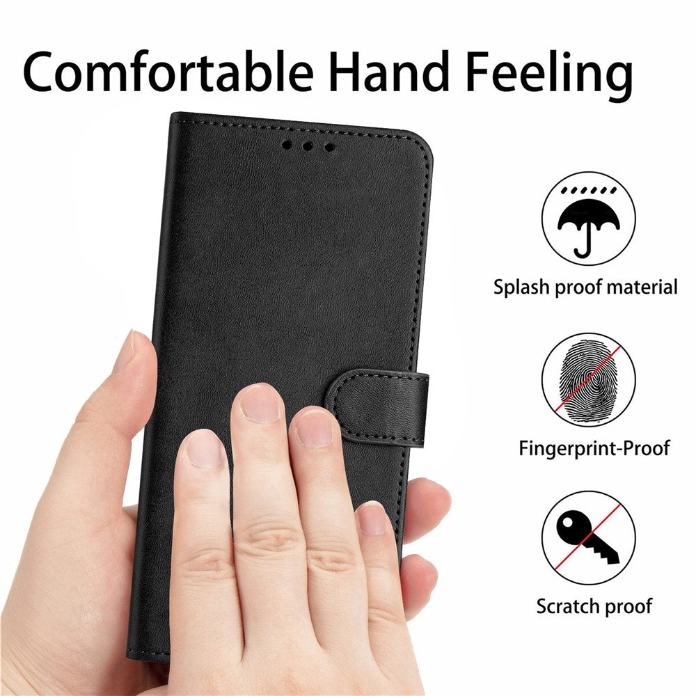For Xiaomi Redmi Note 15 Pro 4G (Global) Wallet Case Flip Stand Calf Texture PU Leather Phone Cover with Strap - Black