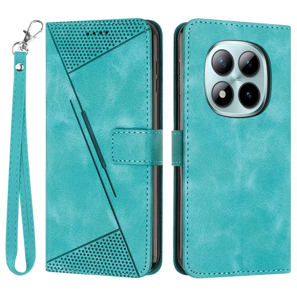 For Xiaomi Redmi Note 15 Pro 4G (Global) Leather Case Imprinted Triangle Phone Cover with Hand Strap - Green