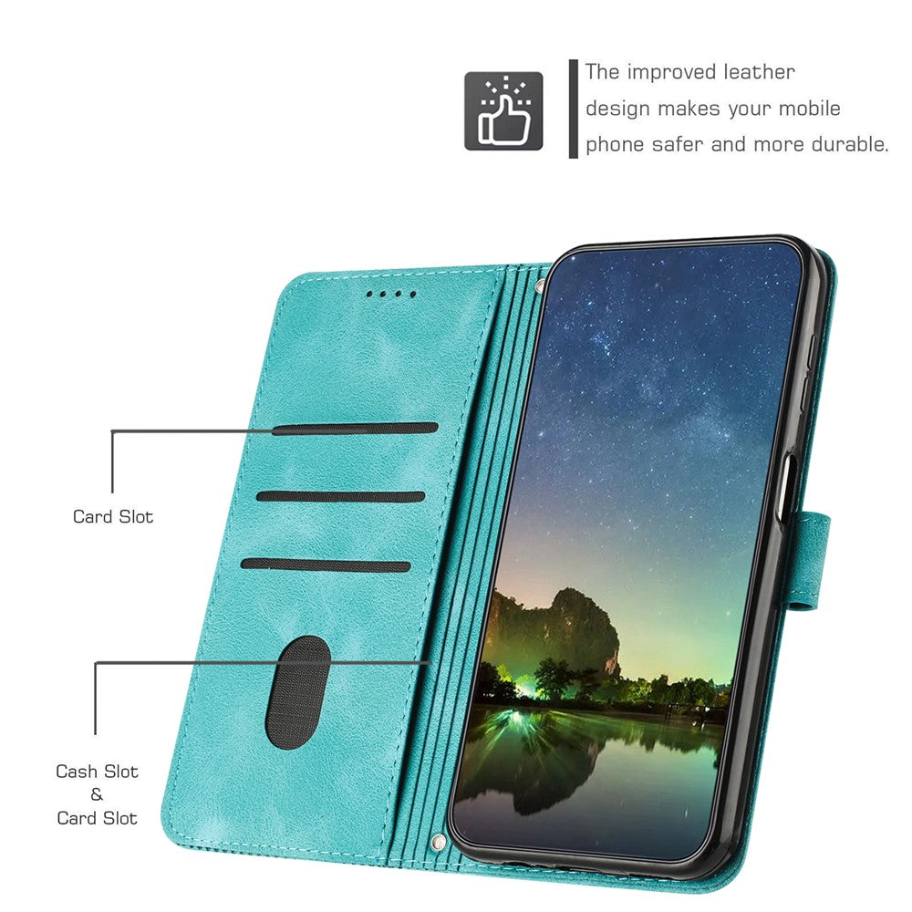 For Xiaomi Redmi Note 15 Pro 4G (Global) Leather Case Imprinted Triangle Phone Cover with Hand Strap - Green