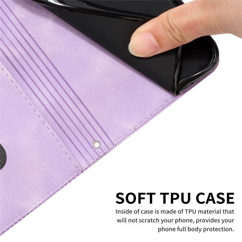 For Xiaomi Redmi Note 15 Pro 4G (Global) Leather Case Imprinted Triangle Phone Cover with Hand Strap - Purple