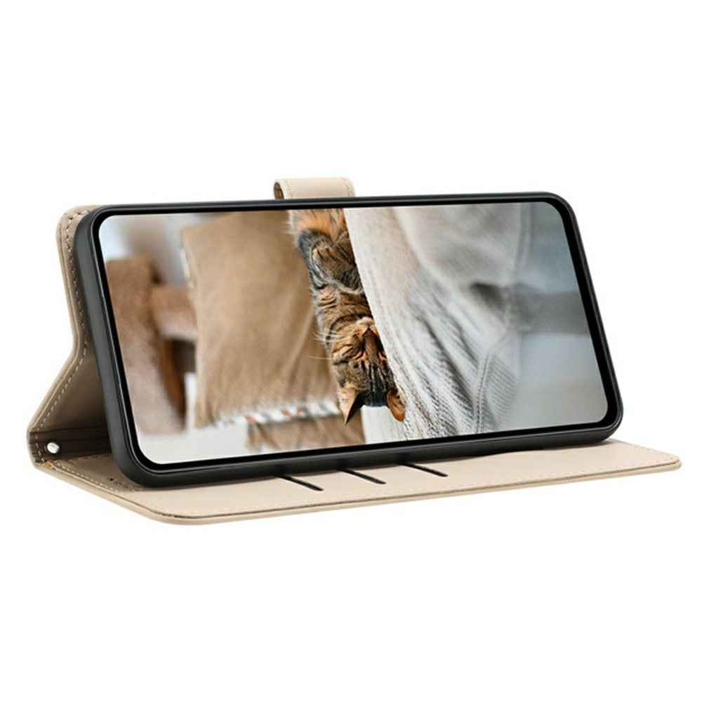 For Samsung Galaxy A57 5G Wallet Case Cats Imprint Leather Phone Cover with Strap - Beige