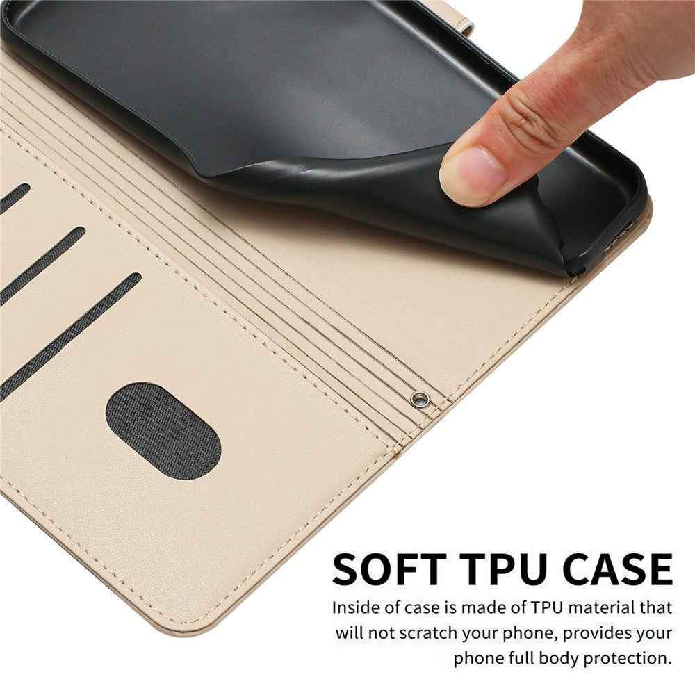 For Samsung Galaxy A57 5G Wallet Case Cats Imprint Leather Phone Cover with Strap - Beige