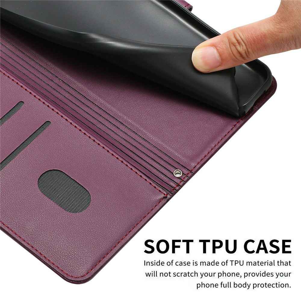 For Samsung Galaxy A57 5G Wallet Case Cats Imprint Leather Phone Cover with Strap - Wine Red