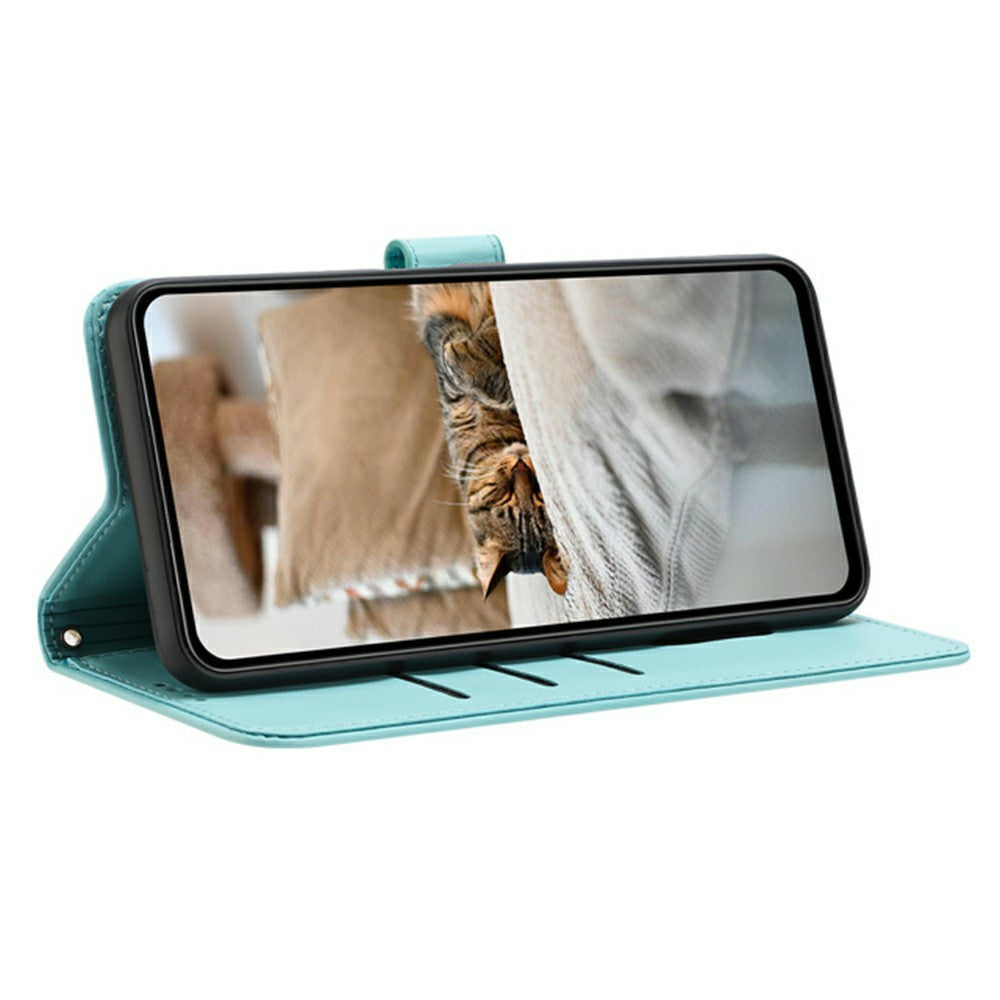 For Xiaomi Redmi Note 15 Pro 4G (Global) Wallet Case Cats Imprint Leather Phone Cover with Strap - Green