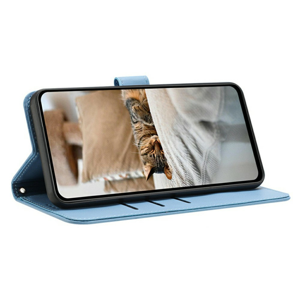 For Motorola Edge 70 5G Wallet Case Cats Imprint Leather Phone Cover with Strap - Blue