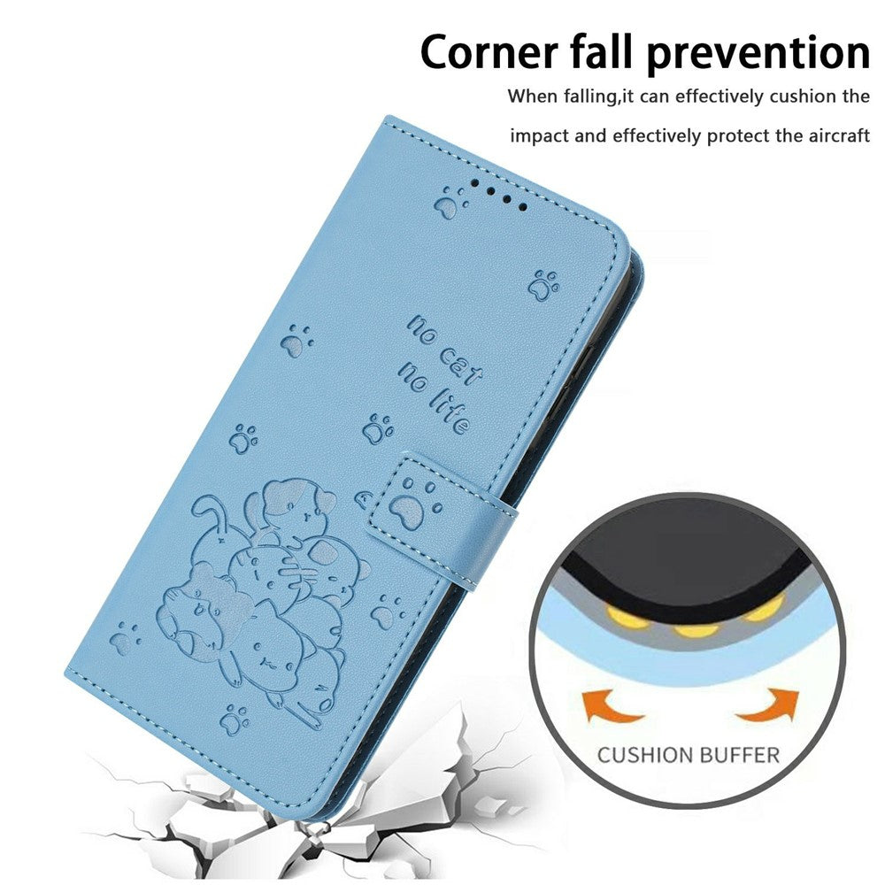 For Motorola Edge 70 5G Wallet Case Cats Imprint Leather Phone Cover with Strap - Blue