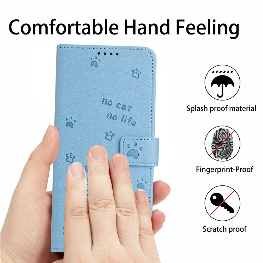 For Motorola Edge 70 5G Wallet Case Cats Imprint Leather Phone Cover with Strap - Blue