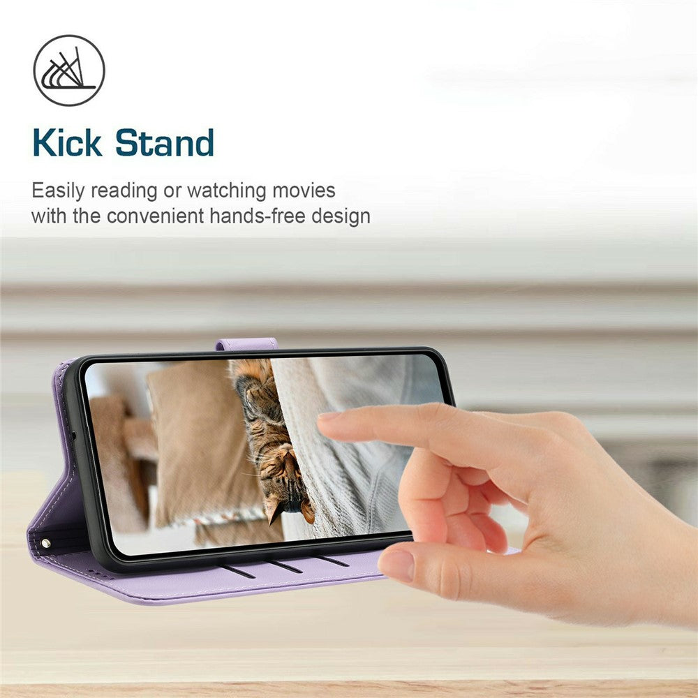 For Motorola Edge 70 5G Wallet Case Cats Imprint Leather Phone Cover with Strap - Purple