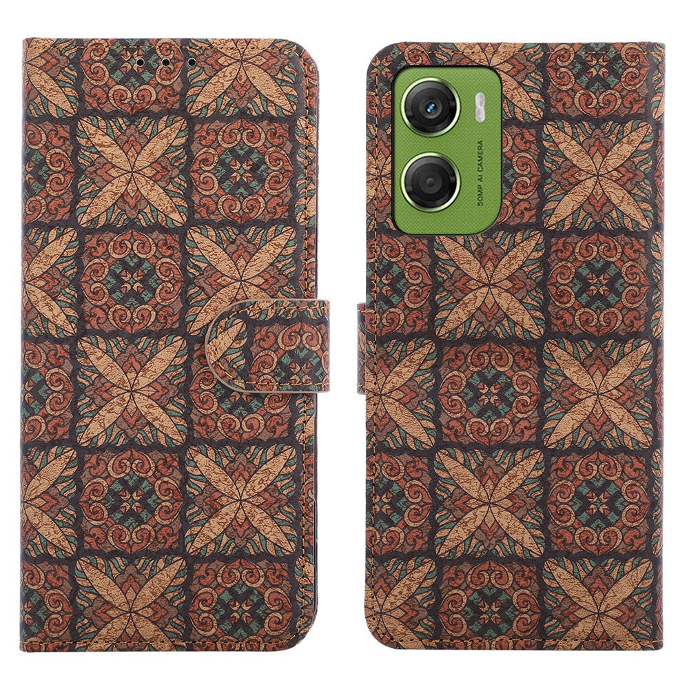 For Motorola Edge 70 5G Leather Wallet Case Bohemian-style TPU PU Phone Cover with Stand - Hearts