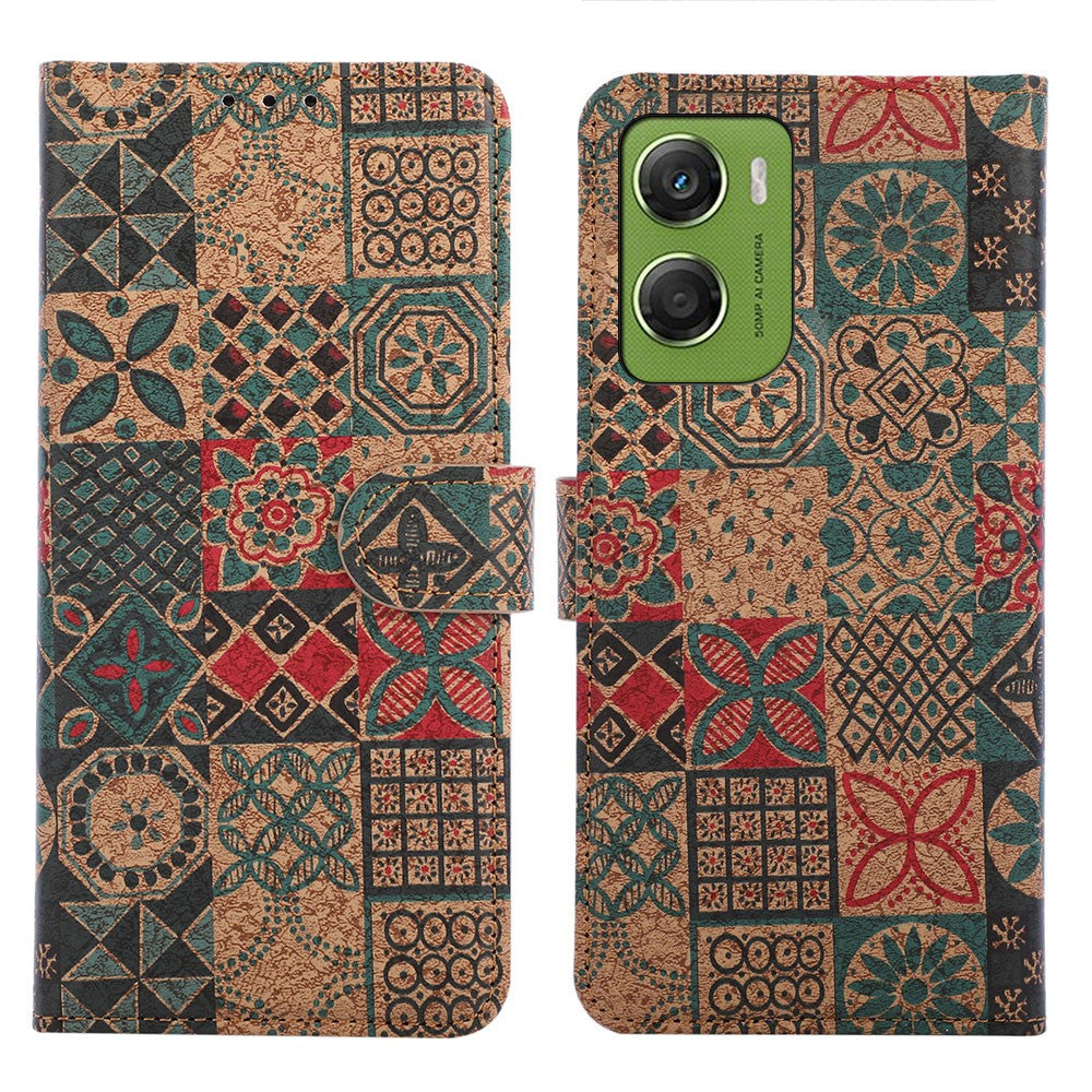 For Motorola Edge 70 5G Leather Wallet Case Bohemian-style TPU PU Phone Cover with Stand - Petals