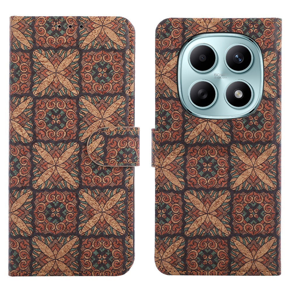For Xiaomi Poco M8 5G / Redmi Note 15 5G (Global) Leather Wallet Case Bohemian-style TPU PU Phone Cover with Stand - Hearts