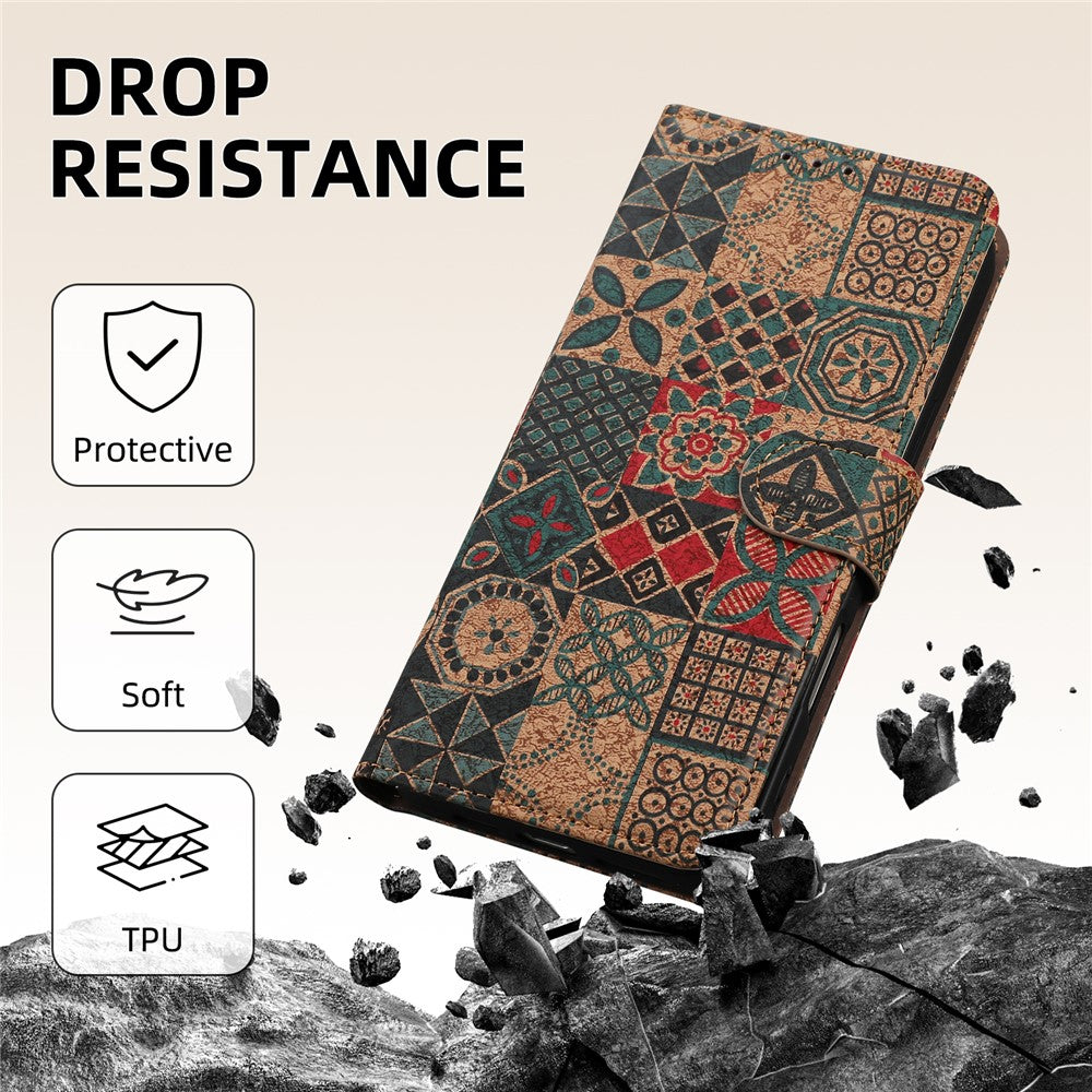 For Xiaomi Poco M8 5G / Redmi Note 15 5G (Global) Leather Wallet Case Bohemian-style TPU PU Phone Cover with Stand - Petals