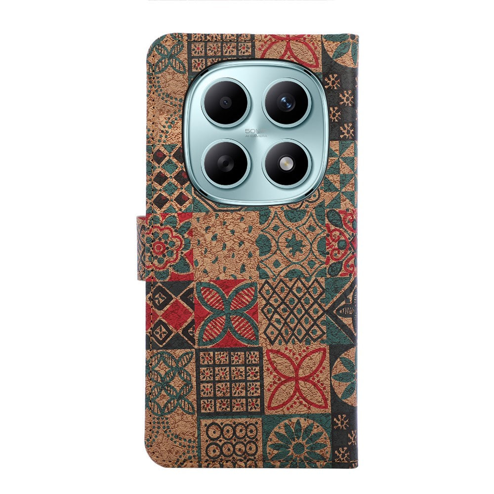 For Xiaomi Poco M8 5G / Redmi Note 15 5G (Global) Leather Wallet Case Bohemian-style TPU PU Phone Cover with Stand - Petals