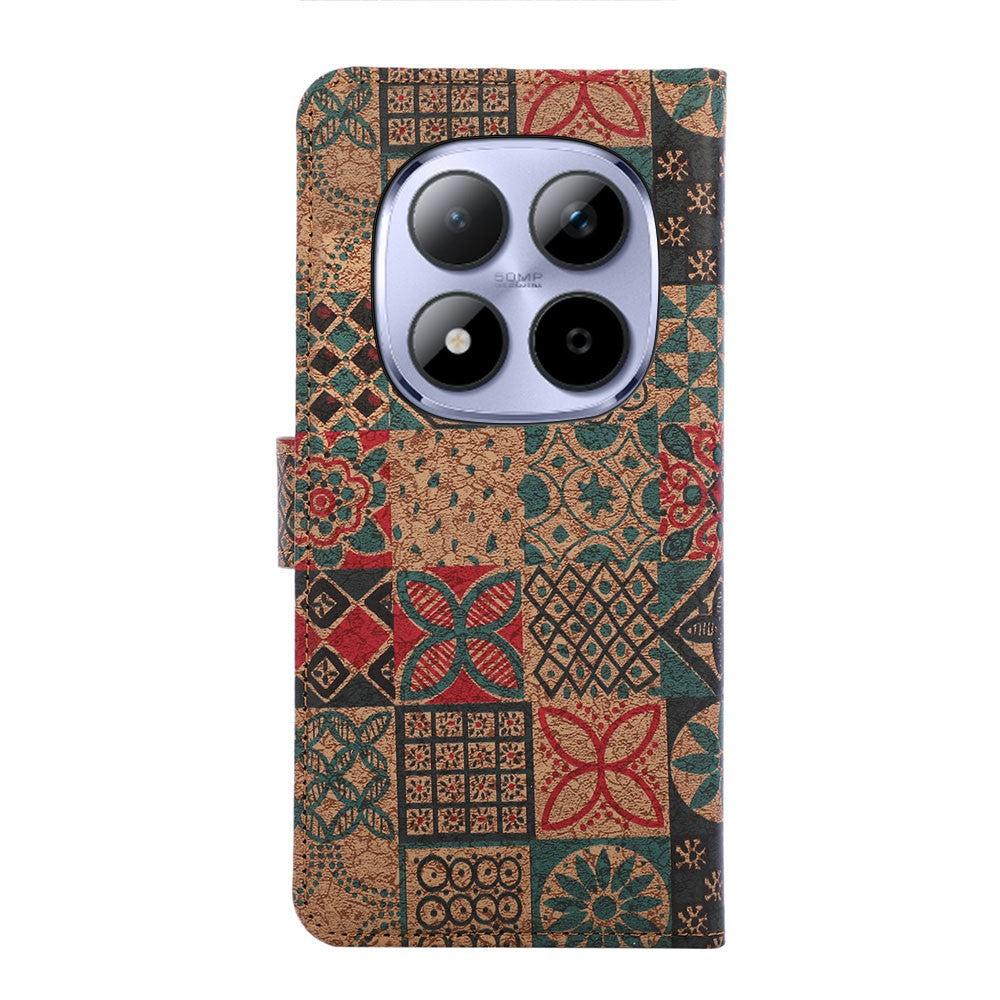 For Xiaomi Poco M8 Pro 5G / Redmi Note 15 Pro+ 5G (Global) Leather Wallet Case Bohemian-style TPU PU Phone Cover with Stand - Petals