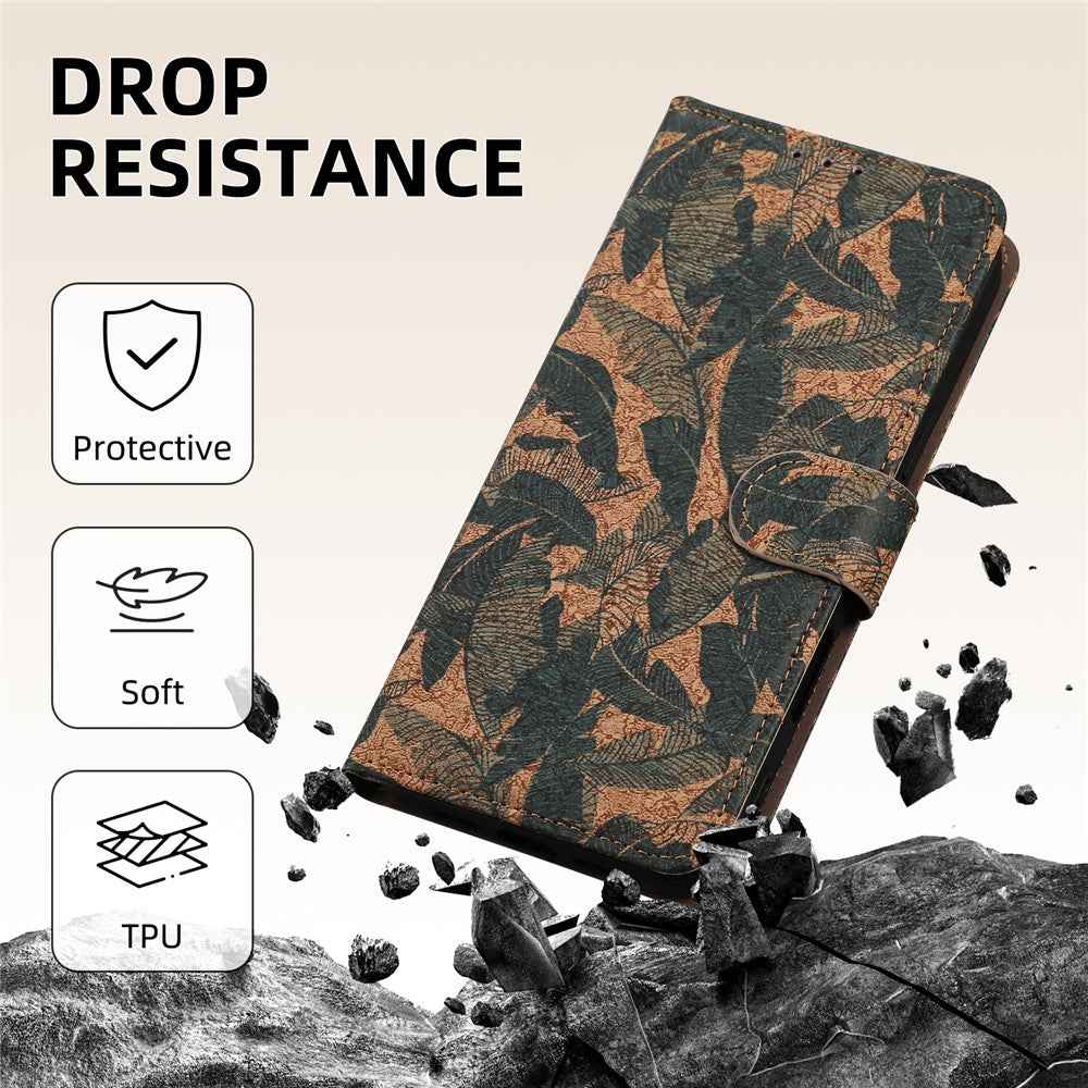 For Samsung Galaxy A57 5G Leather Wallet Case Bohemian-style TPU PU Phone Cover with Stand - Autumn Leaves