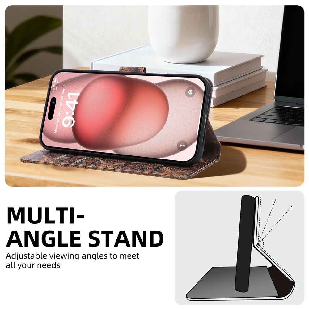 For Samsung Galaxy A57 5G Leather Wallet Case Bohemian-style TPU PU Phone Cover with Stand - Hearts