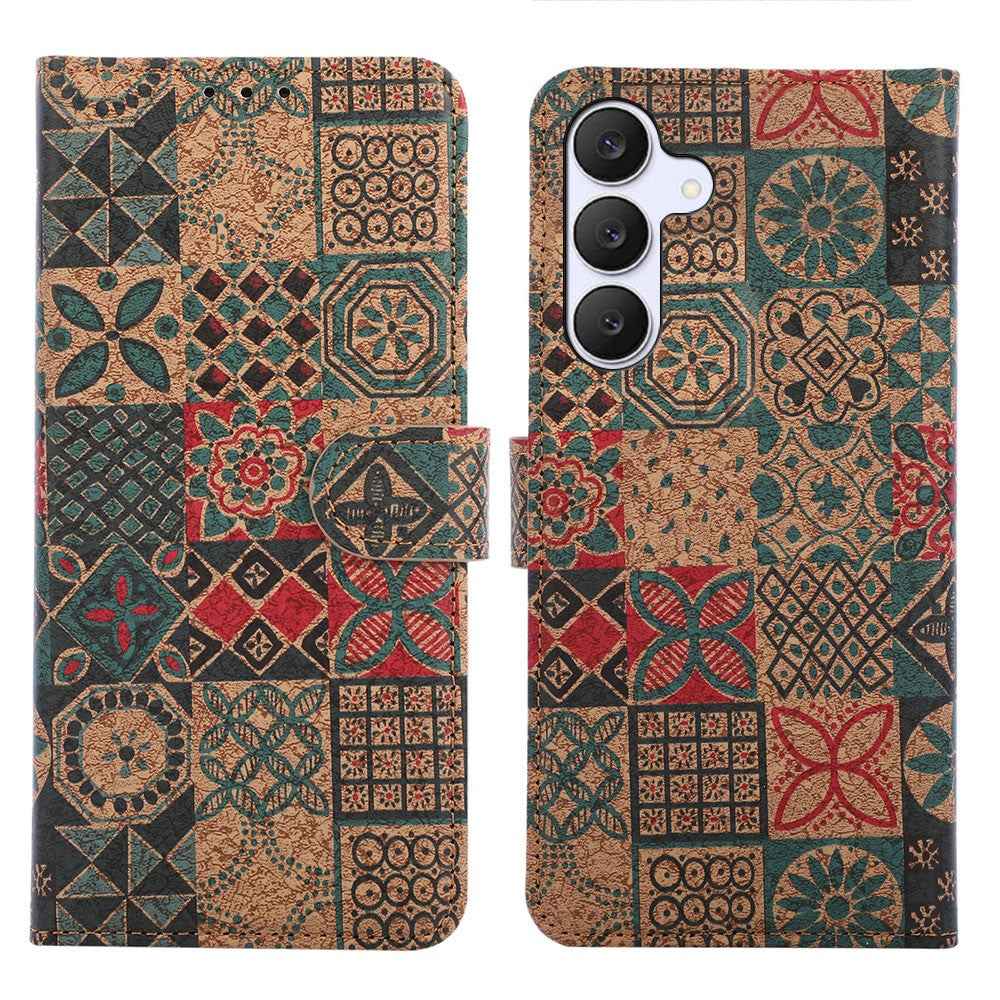 For Samsung Galaxy A57 5G Leather Wallet Case Bohemian-style TPU PU Phone Cover with Stand - Petals