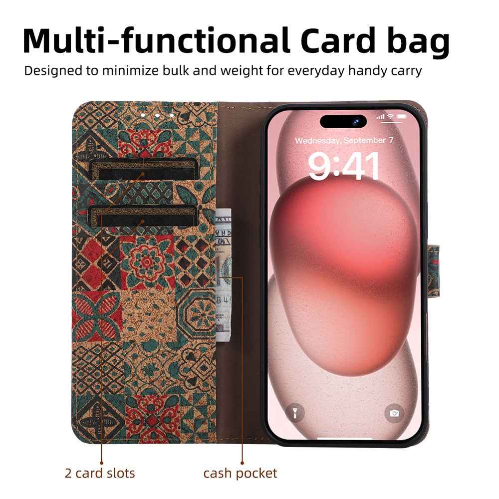 For Samsung Galaxy A57 5G Leather Wallet Case Bohemian-style TPU PU Phone Cover with Stand - Petals