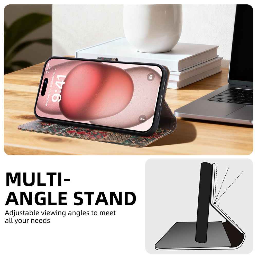 For Samsung Galaxy A57 5G Leather Wallet Case Bohemian-style TPU PU Phone Cover with Stand - Petals