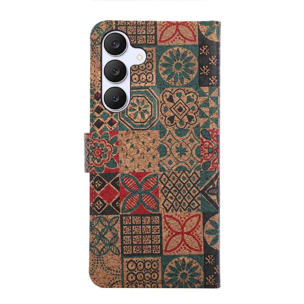 For Samsung Galaxy A57 5G Leather Wallet Case Bohemian-style TPU PU Phone Cover with Stand - Petals