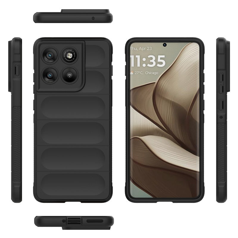 For Motorola Edge 70 5G TPU Case WANLONFENG HD Series Anti Slip Phone Cover with Tempered Glass - Black