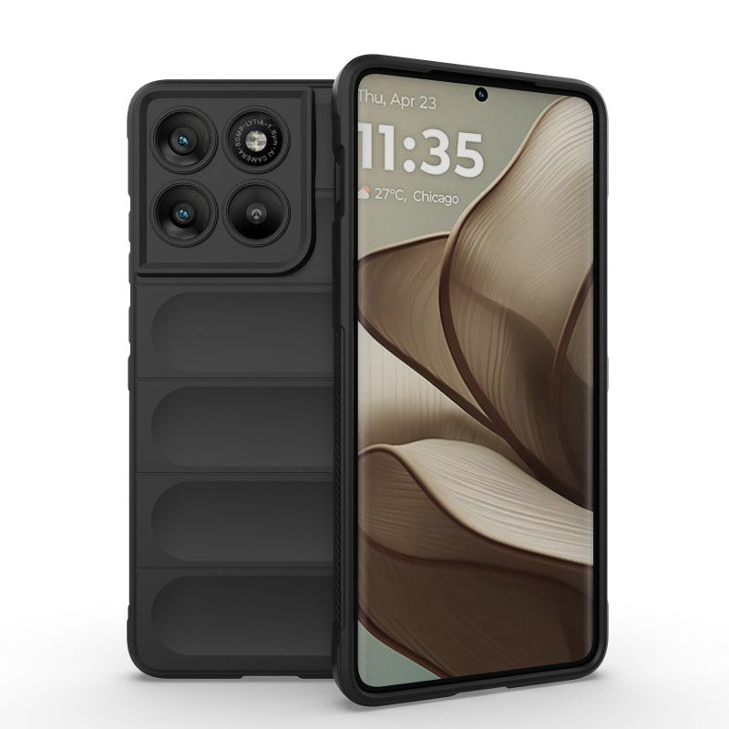 For Motorola Edge 70 5G TPU Case WANLONFENG HD Series Anti Slip Phone Cover with Tempered Glass - Black
