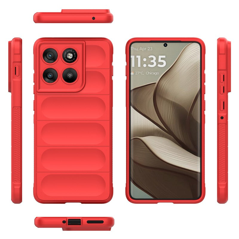 For Motorola Edge 70 5G TPU Case WANLONFENG HD Series Anti Slip Phone Cover with Tempered Glass - Red