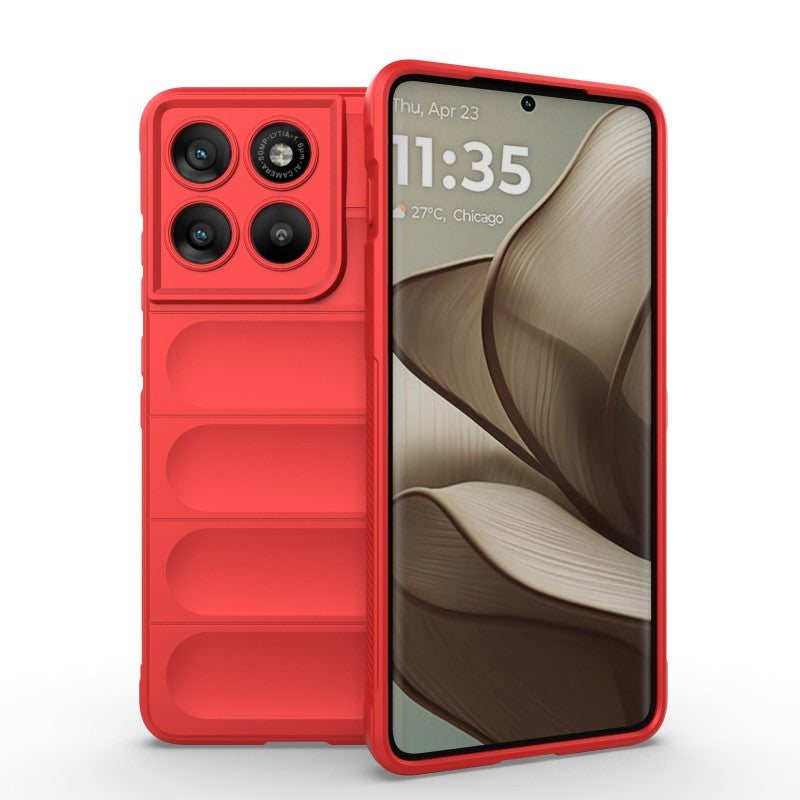 For Motorola Edge 70 5G TPU Case WANLONFENG HD Series Anti Slip Phone Cover with Tempered Glass - Red