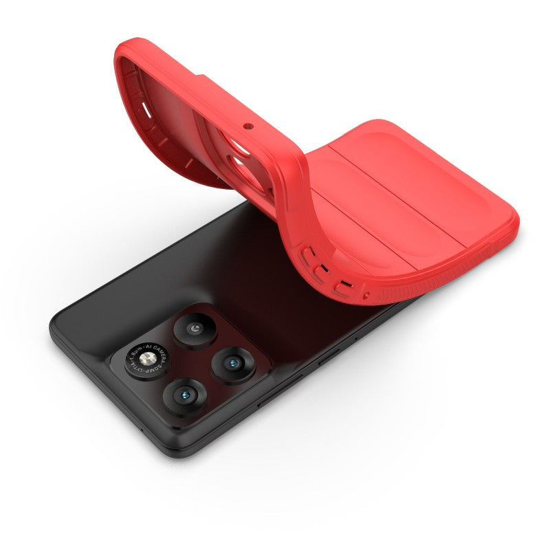 For Motorola Edge 70 5G TPU Case WANLONFENG HD Series Anti Slip Phone Cover with Tempered Glass - Red