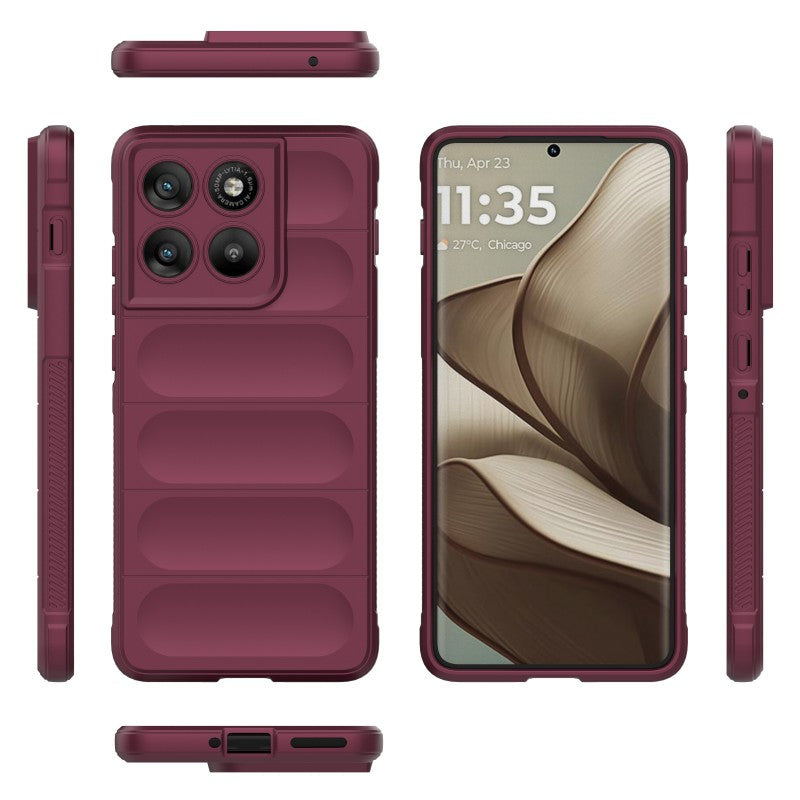 For Motorola Edge 70 5G TPU Case WANLONFENG HD Series Anti Slip Phone Cover with Tempered Glass - Wine Red
