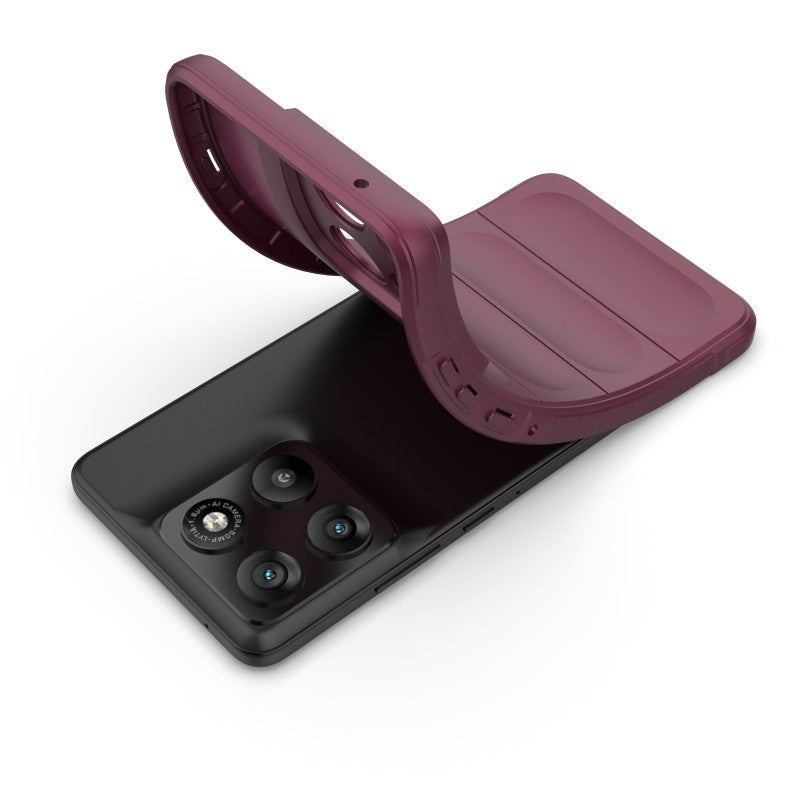 For Motorola Edge 70 5G TPU Case WANLONFENG HD Series Anti Slip Phone Cover with Tempered Glass - Wine Red