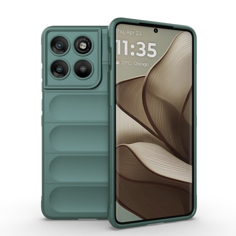 For Motorola Edge 70 5G TPU Case WANLONFENG HD Series Anti Slip Phone Cover with Tempered Glass - Army Green