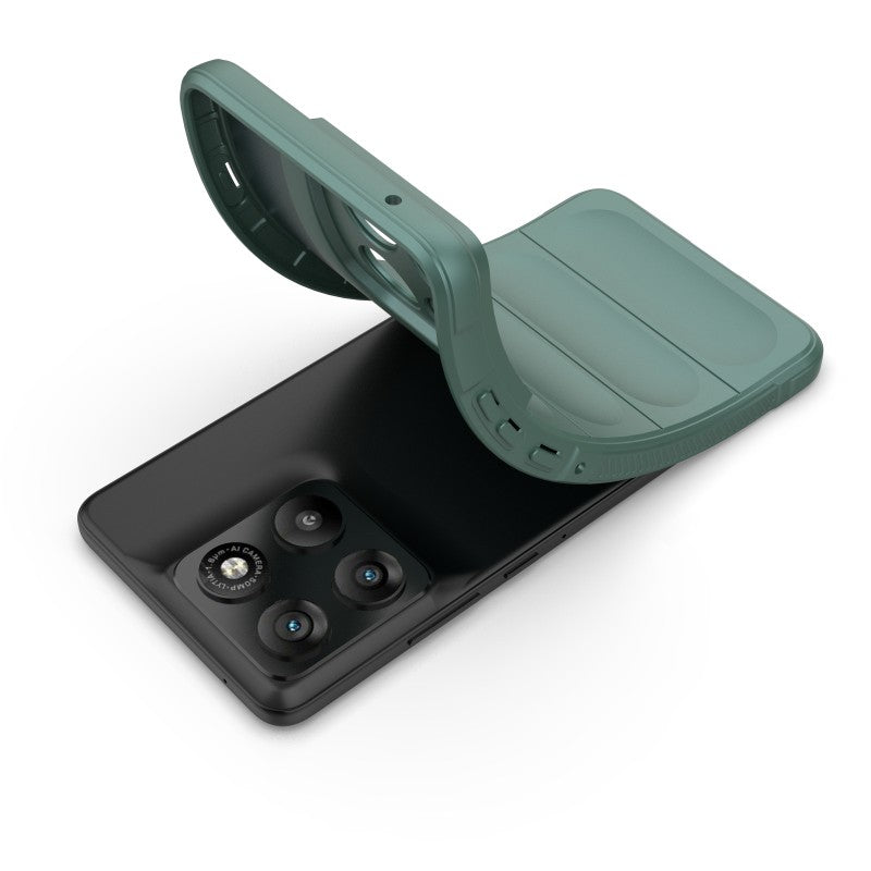 For Motorola Edge 70 5G TPU Case WANLONFENG HD Series Anti Slip Phone Cover with Tempered Glass - Army Green
