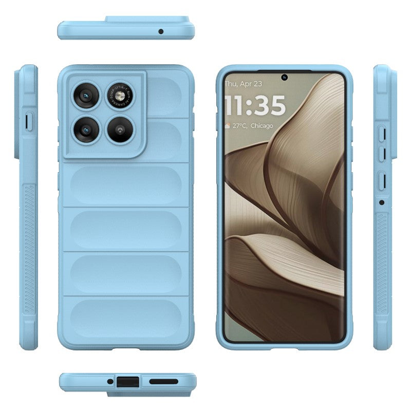 For Motorola Edge 70 5G TPU Case WANLONFENG HD Series Anti Slip Phone Cover with Tempered Glass - Baby Blue