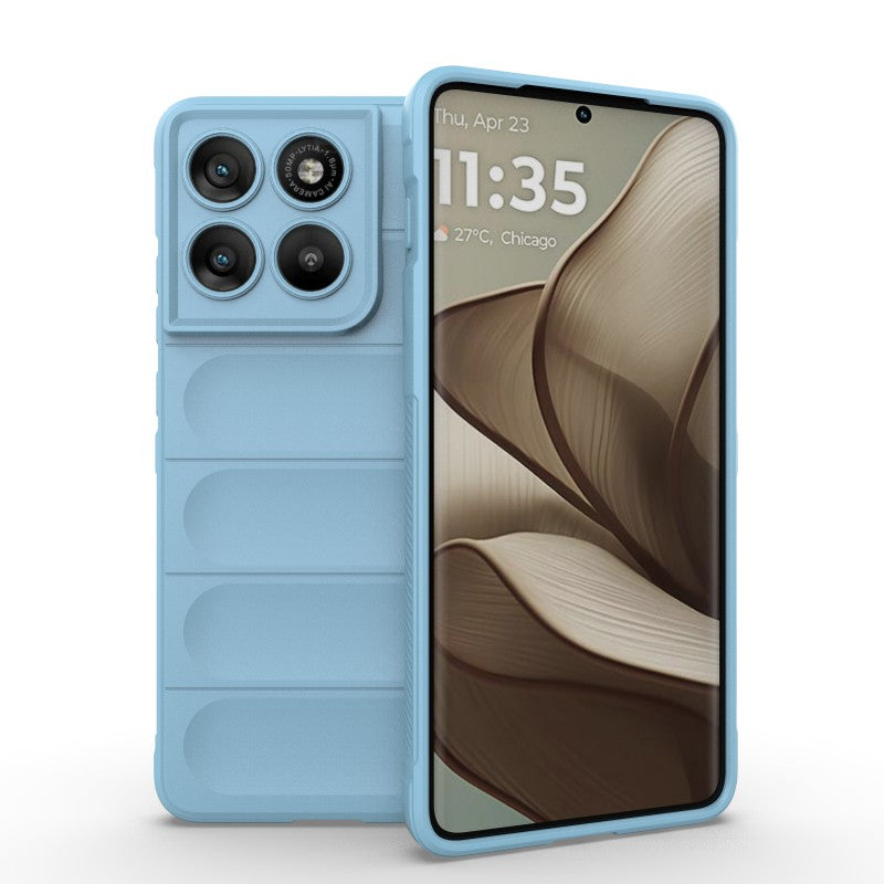 For Motorola Edge 70 5G TPU Case WANLONFENG HD Series Anti Slip Phone Cover with Tempered Glass - Baby Blue