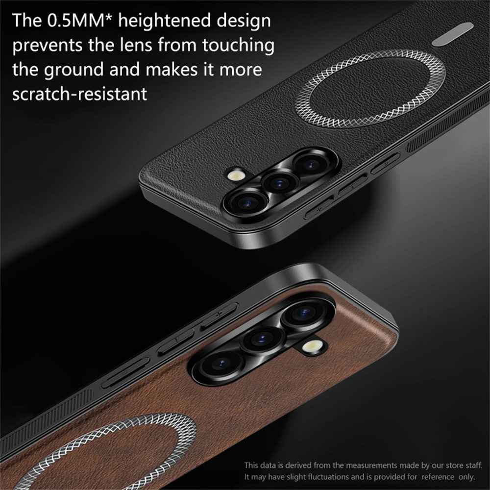For Samsung Galaxy A57 5G Case PU TPU PC Phone Back Cover with Metal Lens Frame - Black