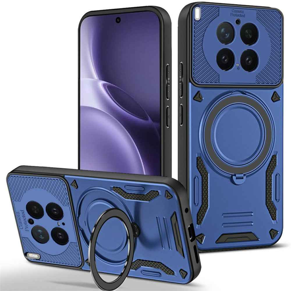 For vivo X300 Pro 5G Magnetic Case Shockproof TPU + PC Phone Back Cover with Kickstand - Blue