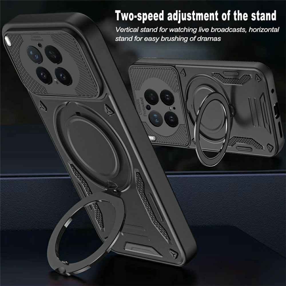 For vivo X300 Pro 5G Magnetic Case Shockproof TPU + PC Phone Back Cover with Kickstand - Purple
