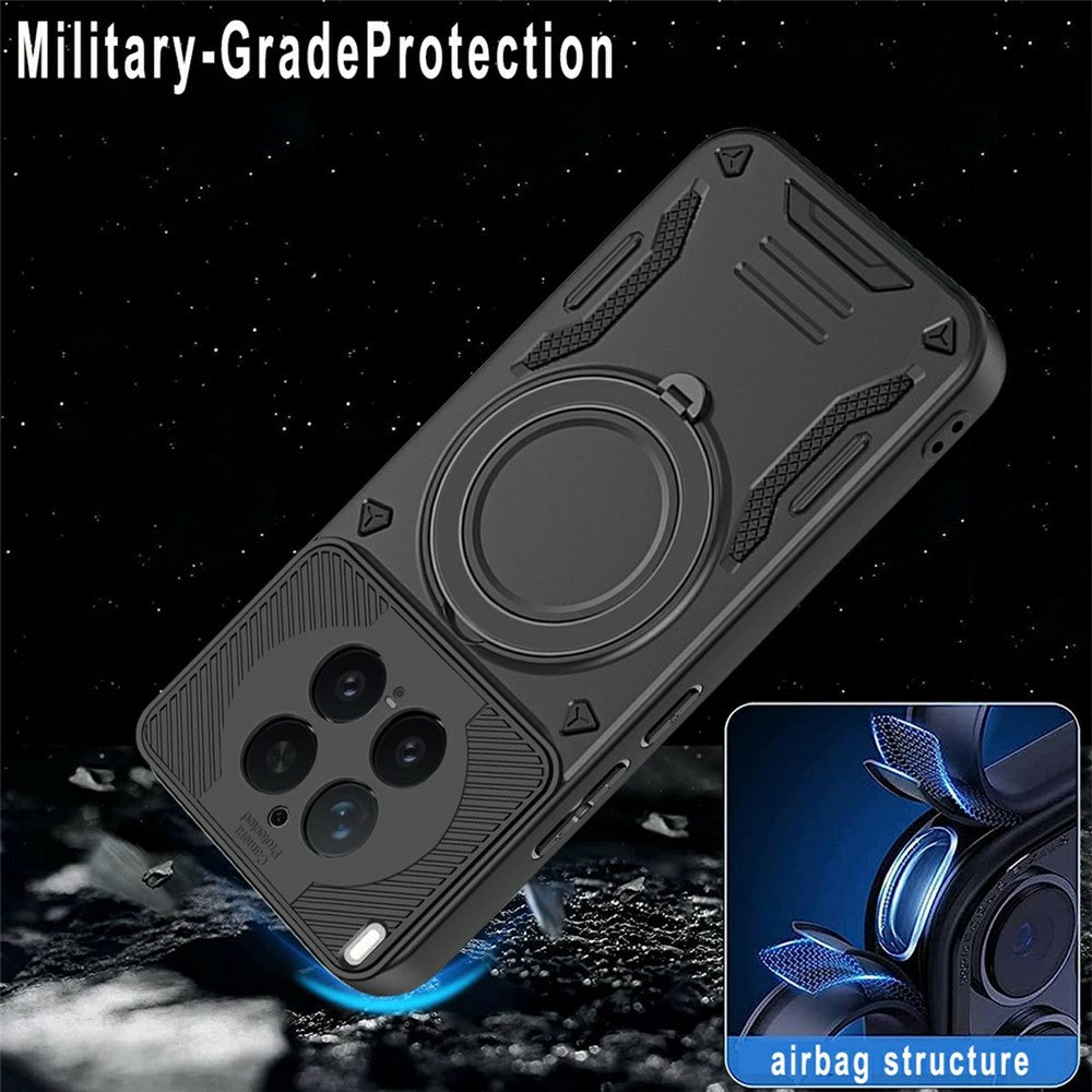 For vivo X300 Pro 5G Magnetic Case Shockproof TPU + PC Phone Back Cover with Kickstand - Purple